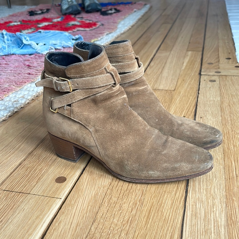 Saint Laurent Suede Blake Jodhpur Ankle Boots - Picture 3 of 5
